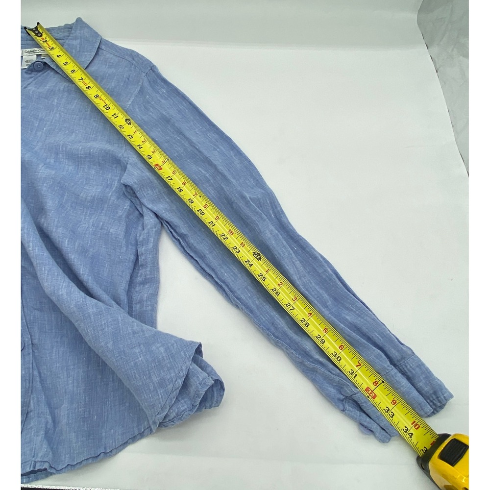 Coldwater Creek Womens XL Light Blue 100% Linen Button Down Long Sleeve Shirt - Picture 6 of 8